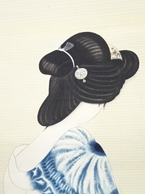 道具 ] - 道具 昭和8（1933）年 藤田秀堂筆 良宵之図 肉筆絹本掛軸（共